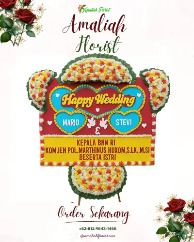 Karangan Papan Bunga Pernikahan di Rakit